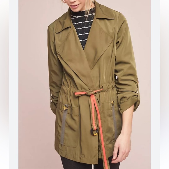 Anthropologie Jackets & Blazers - Anthropologie Gisborne Anorak Olive Green Women's Trench Coat Sz S *P13